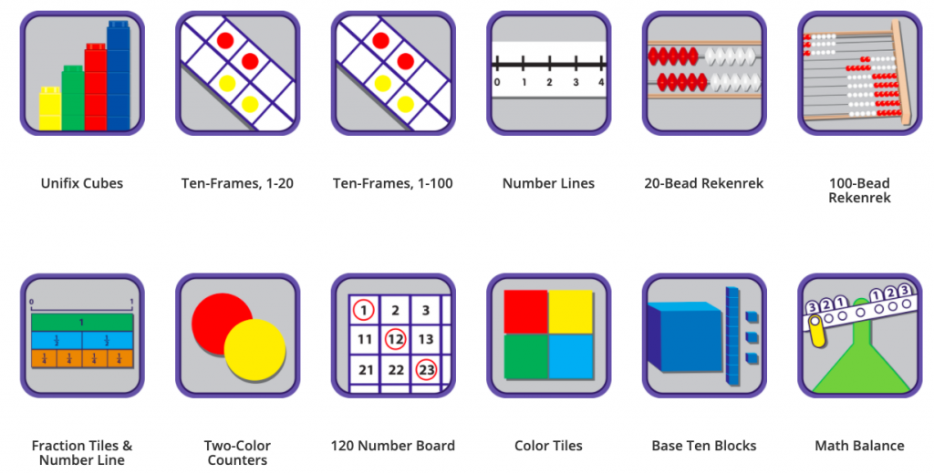 Teaching Distance Learning various virtual math manipulatives