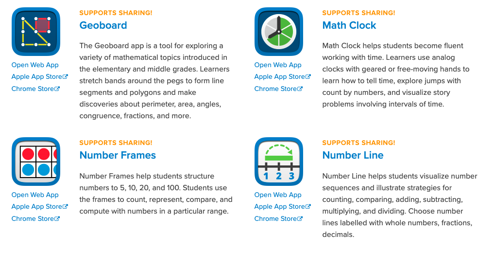 educational apps from The Math Learning Center