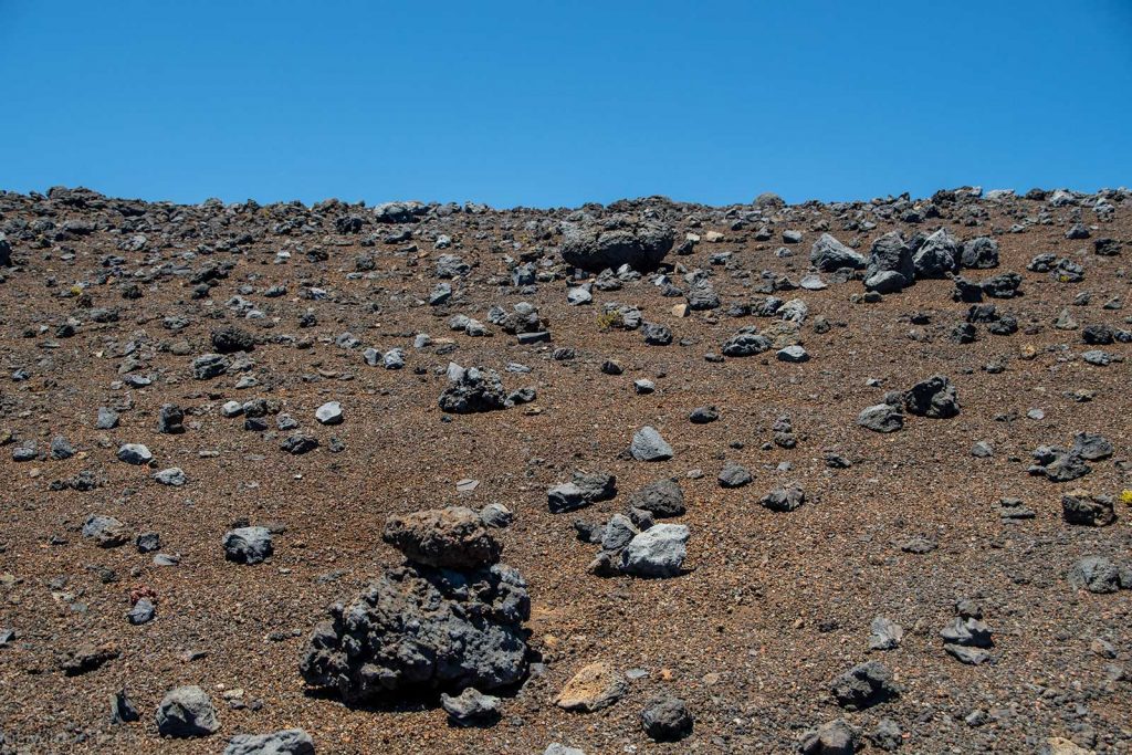 Hiking in Haleakala lava rocks