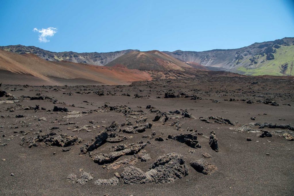 Hiking in Haleakala landscape inside the Haleakalā crater