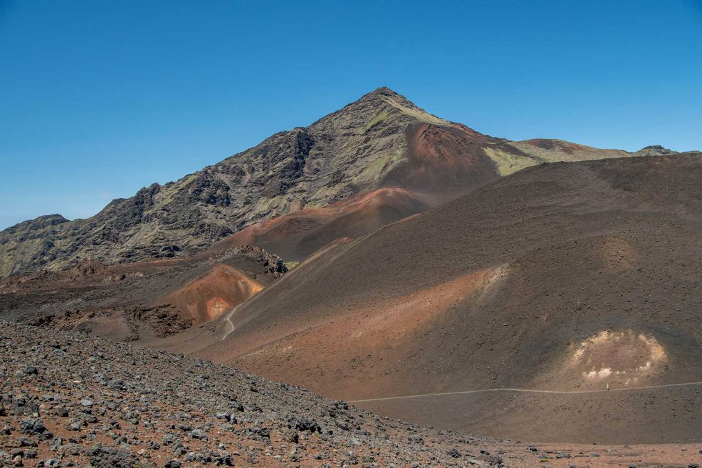Hiking in Haleakala scenery of the Haleakalā volcano's crater