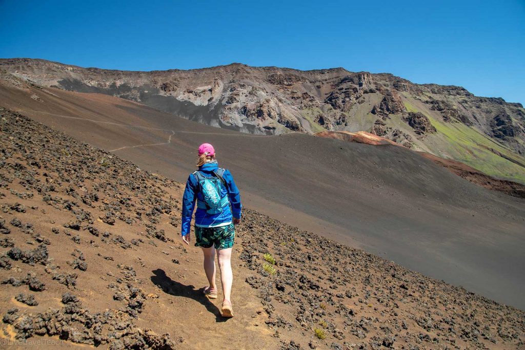 Hiking in Haleakala view from the Sliding Sands Trail in Haleakala National Park