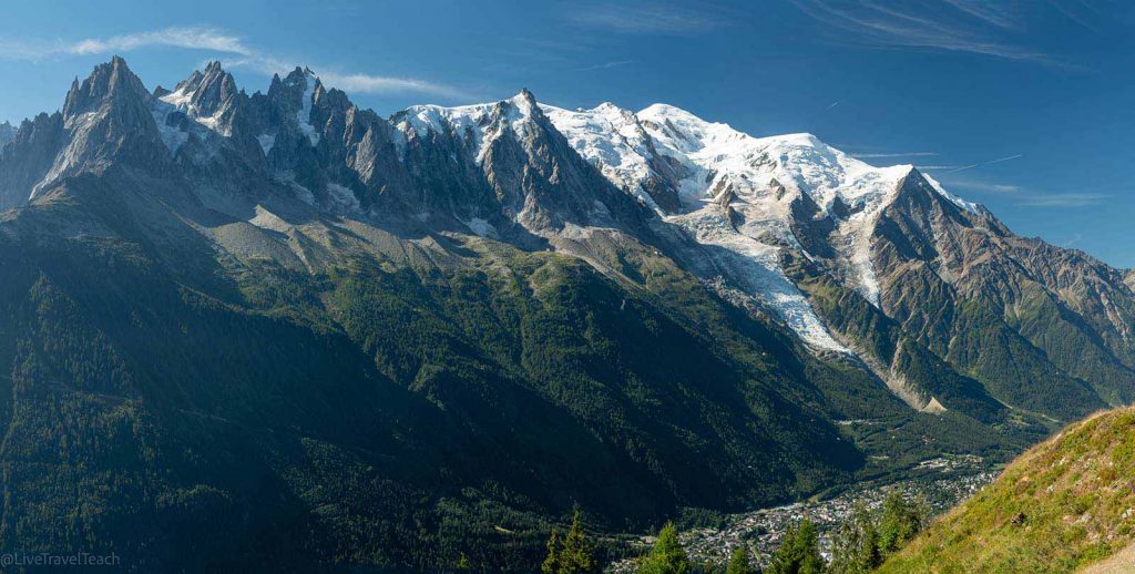 Tour du Mont Blanc panoramic view of the Mont Blanc massif and the Chamonix Valley