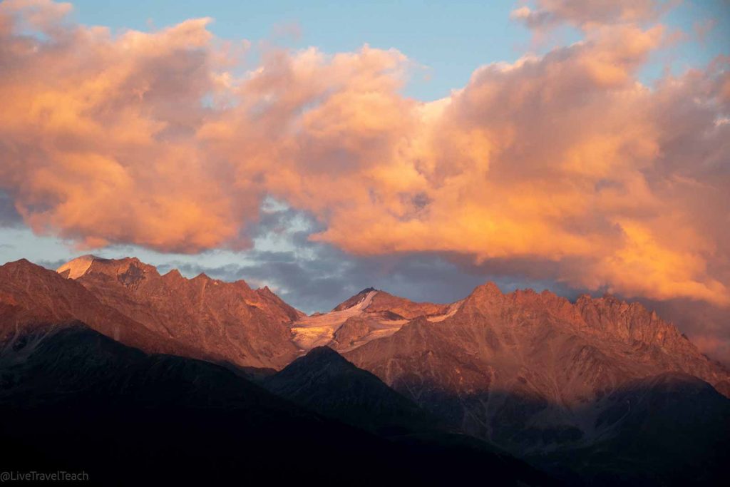 Tour du Mont Blanc a stunning mountain landscape at sunset