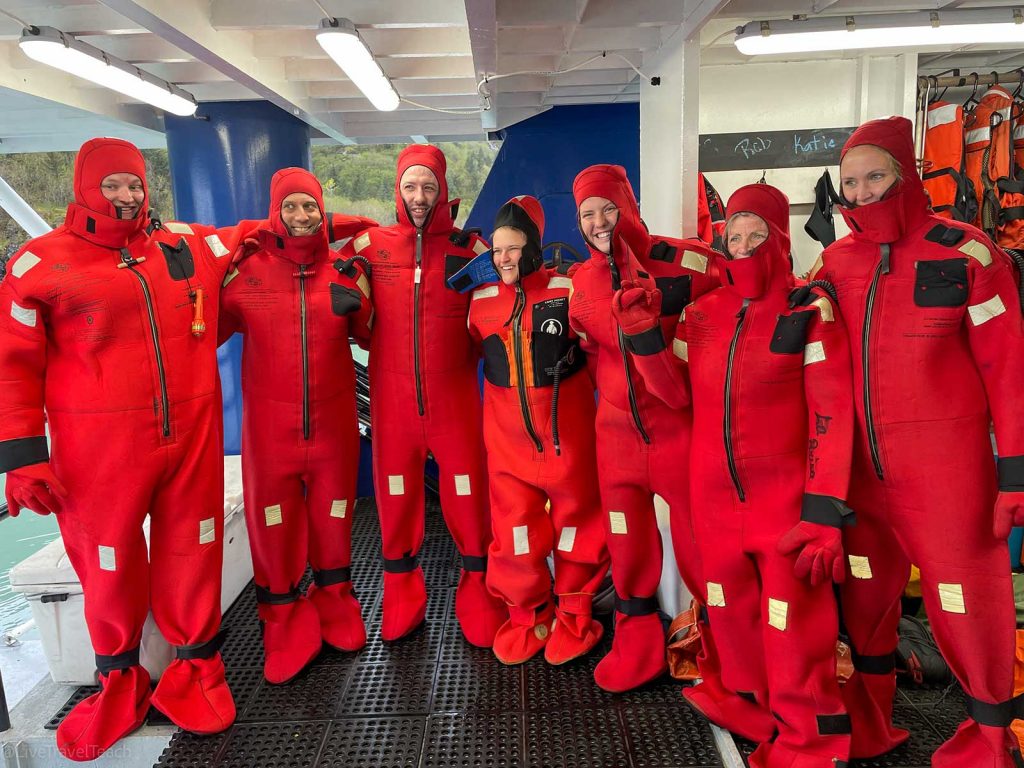 Kenai Fjords Kayak group of people wearing Immersion Suits