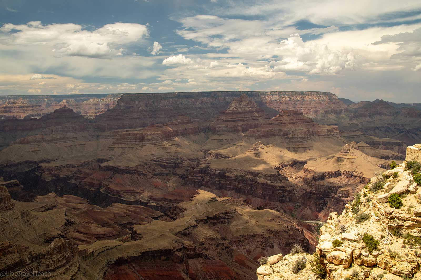 aerial shot of the Grand Canyon on a sunny day