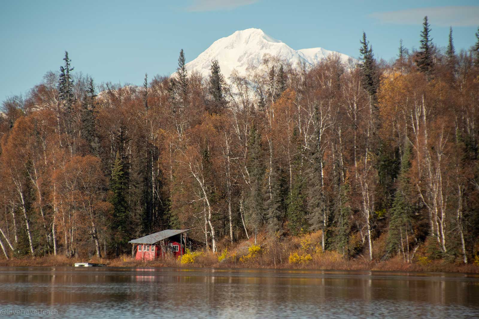 Neighbor's Cabin on Christiansen Lake with Denali above