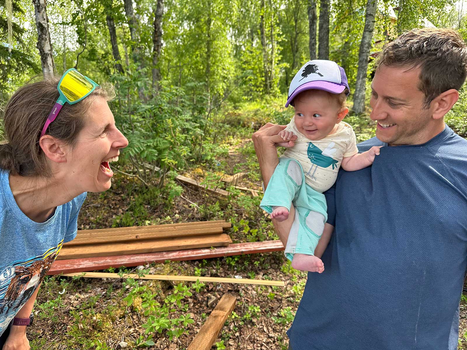 Balancing Life Elizabeth, Emmalynn & Mike at the Cabin in Talkeetna, Alaska