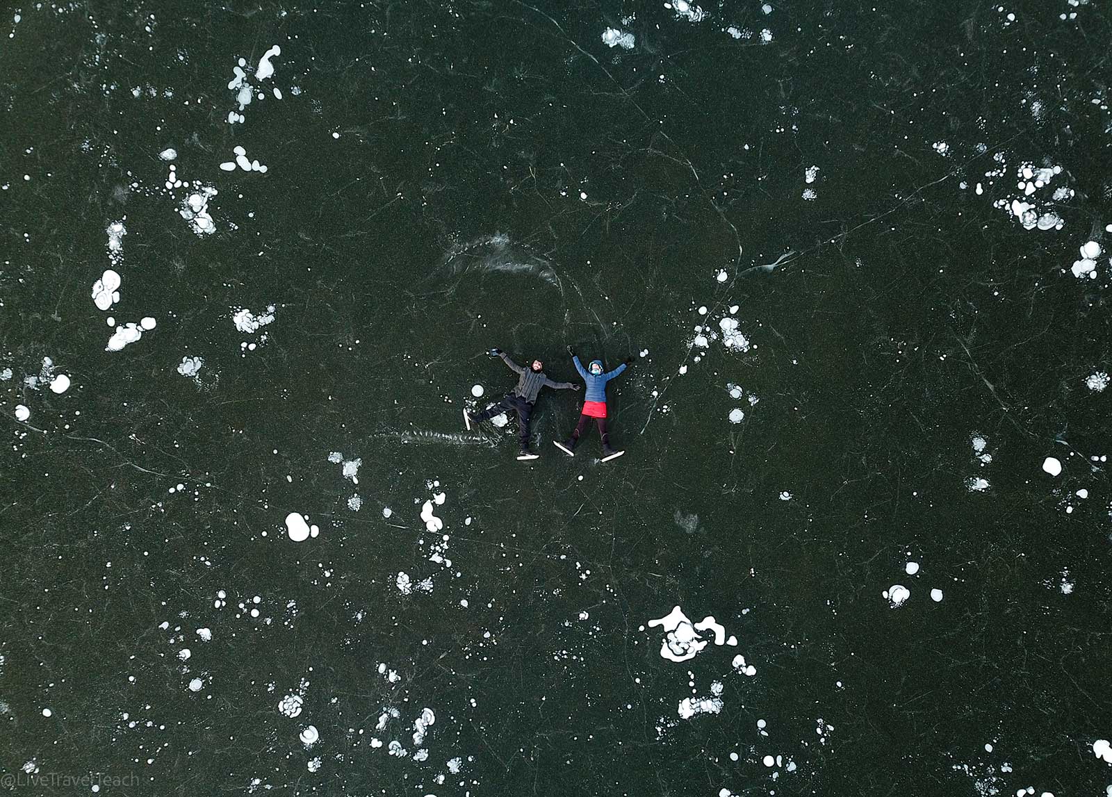Mike & Elizabeth on a frozen Maud Lake, Palmer, Alaska